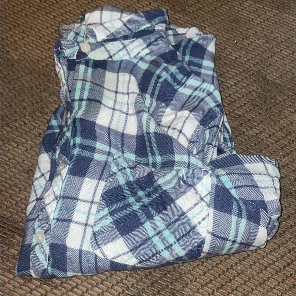 Blue and White Plaid Shirt